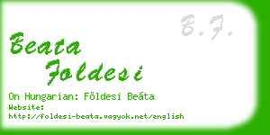 beata foldesi business card